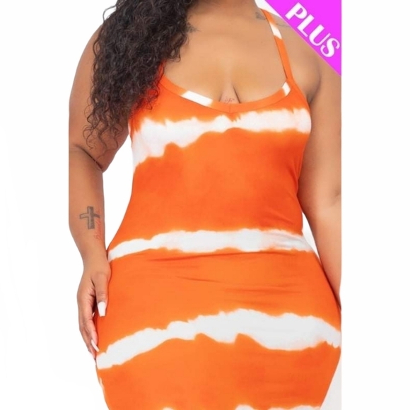 Striped Tie-Dye Printed Racerback Maxi Dress Plus Size - Picture 5 of 13